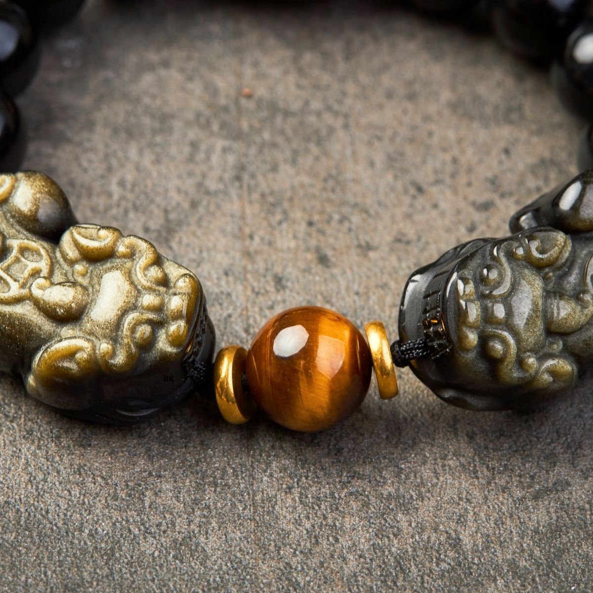 Natural Gold Obsidian Double Pixiu Bracelet - Buddha & Karma