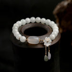 Natural Light Green Jade Bead Bracelet for Luck - Buddha & Karma