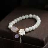 Natural Light Green Jade Bead Bracelet for Luck - Buddha & Karma