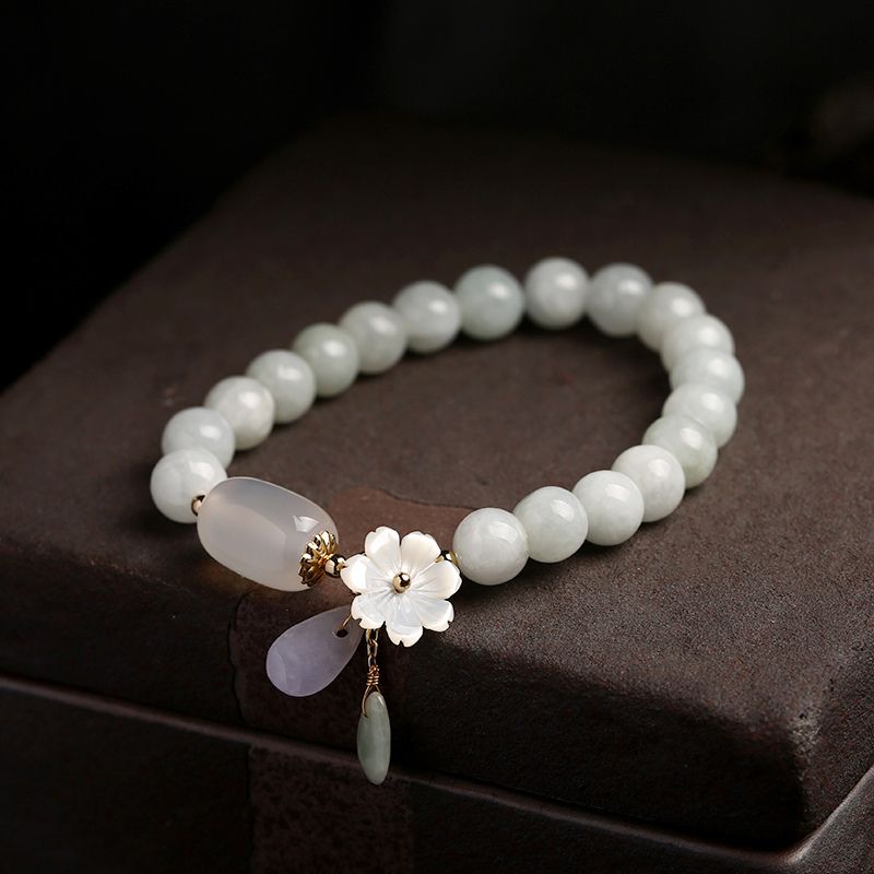 Natural Light Green Jade Bead Bracelet - Luck & Harmony - Buddha & Karma