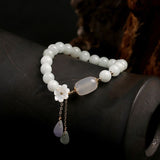 Natural Light Green Jade Bead Bracelet for Luck - Buddha & Karma