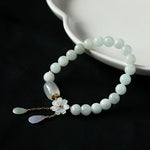 Natural Light Green Jade Bead Bracelet for Luck - Buddha & Karma