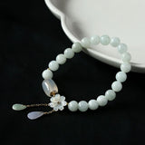 Natural Light Green Jade Bead Bracelet for Luck - Buddha & Karma