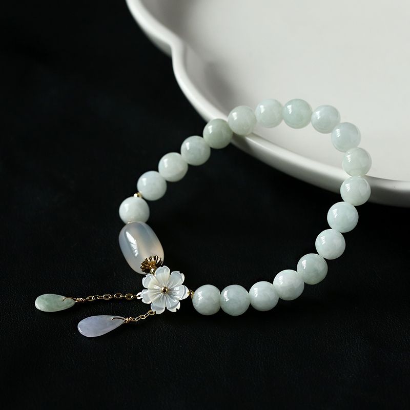 Natural Light Green Jade Bead Bracelet for Luck - Buddha & Karma