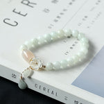 Natural Light Green Jade Bead Bracelet for Luck - Buddha & Karma