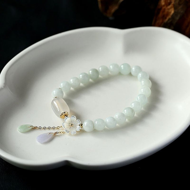 Natural Light Green Jade Bead Bracelet - Luck & Harmony - Buddha & Karma