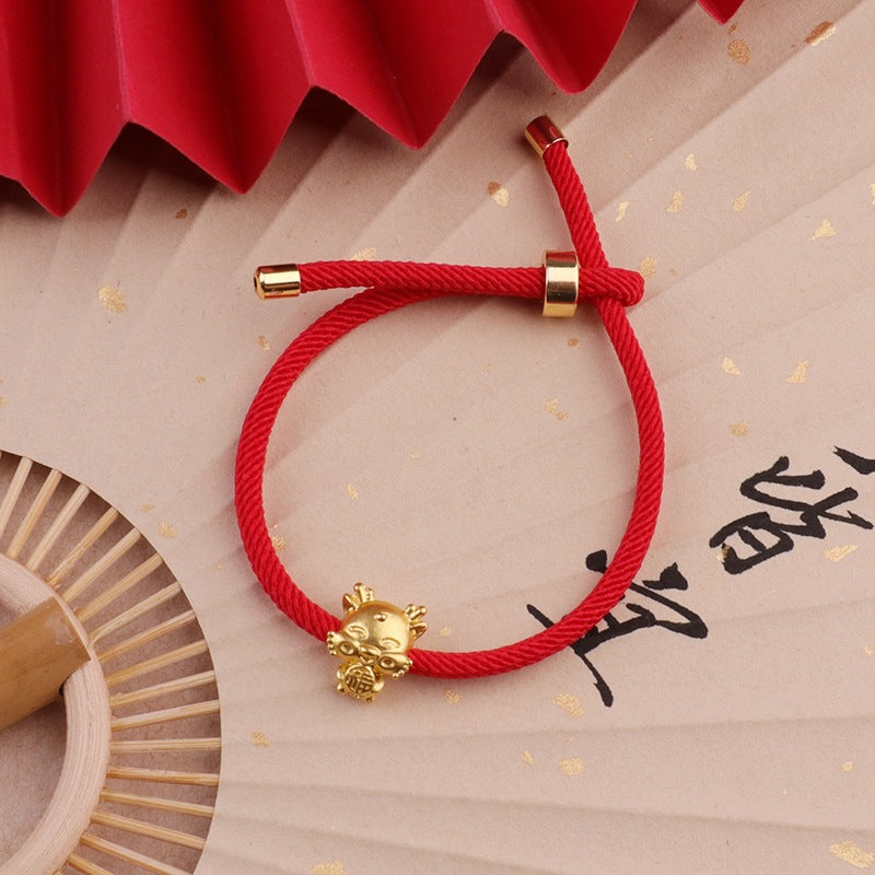 Red String Dragon Charm Bracelet - Luck, Strength, Protection - Buddha & Karma