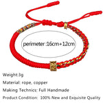 Buddha & Karma Om Mani Padme Hum Red & Black String Bracelets - Luck & Protection