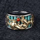Buddha & Karma Pixiu Abacus Turquoise Ring - Fortune Keeper