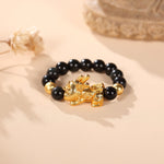 Pixiu Black Obsidian Wealth Ring - Buddha & Karma