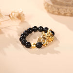 Pixiu Black Obsidian Wealth Ring - Buddha & Karma