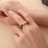 Pixiu Black Obsidian Wealth Ring - Buddha & Karma
