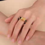 Pixiu Black Obsidian Wealth Ring - Buddha & Karma