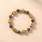 Buddha & Karma Double Power Wealth Magnet Bracelet - Pyrite, Black Agate