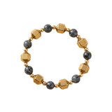 Buddha & Karma Double Power Wealth Magnet Bracelet - Pyrite, Black Agate