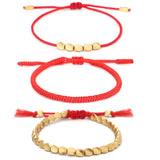 Buddha & Karma Red Copper Beads Bracelet Set