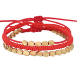 Buddha & Karma Red Copper Beads Bracelet Set