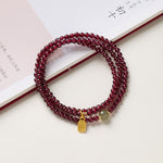 Exclusive: Red Garnet Beads Fu Wealth Bracelet - Buddha & Karma