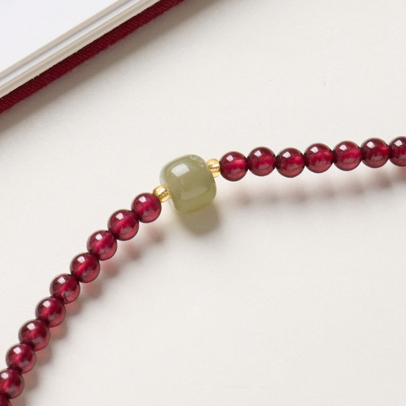 Exclusive: Red Garnet Beads Fu Wealth Bracelet - Buddha & Karma