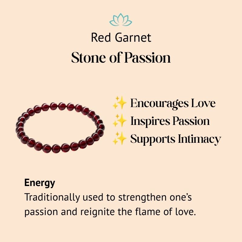 Red Garnet Stone Bracelet - Reignite Your Passion & Love - Buddha & Karma