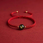 Buddha & Karma Red String Golden Obsidian Bracelet