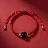 Buddha & Karma Red String Golden Obsidian Bracelet