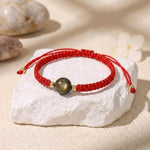 Buddha & Karma Red String Golden Obsidian Bracelet