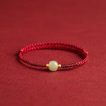 Red String Hetian Jade Stone Bracelet