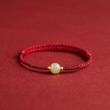 Red String Hetian Jade Stone Bracelet