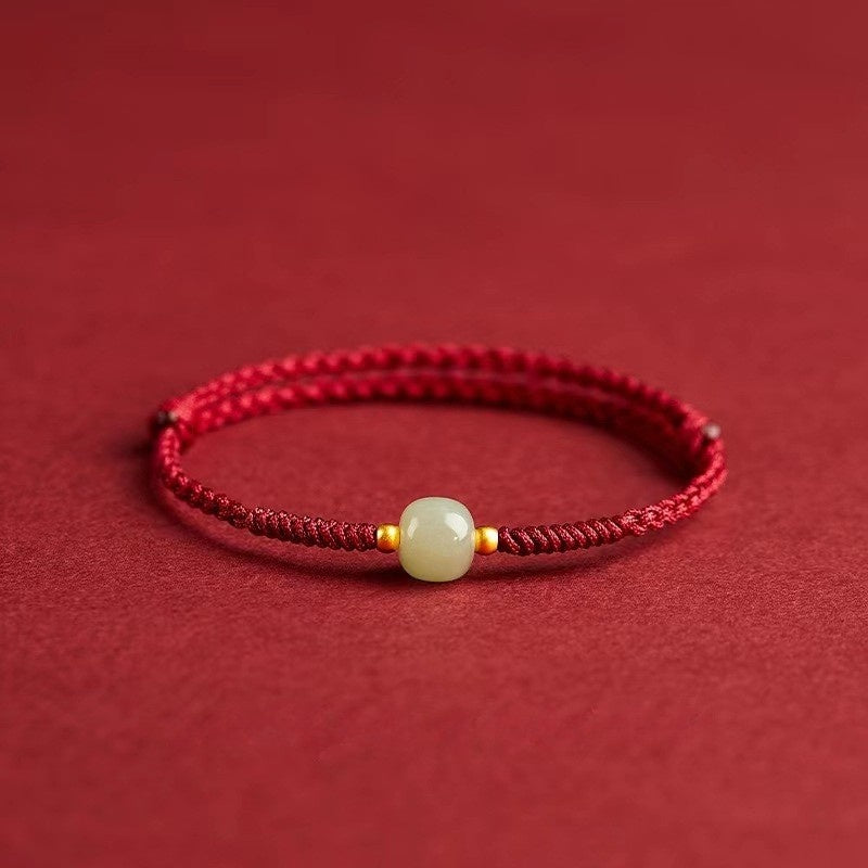 Red String Hetian Jade Stone Bracelet
