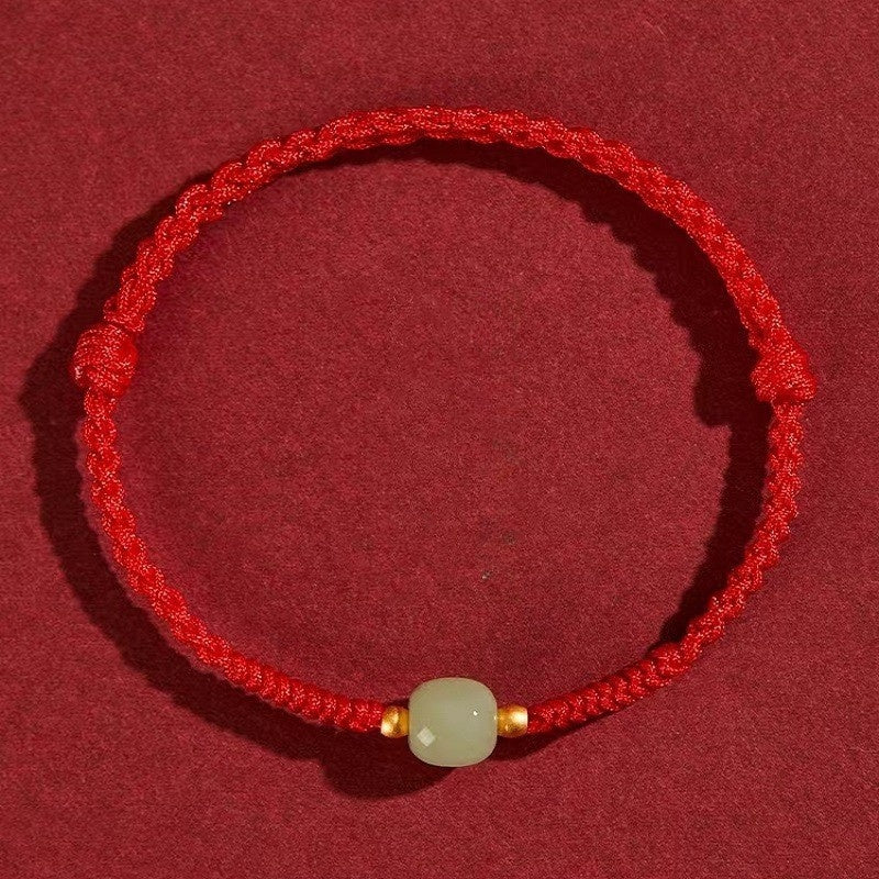 Red String Hetian Jade Stone Bracelet