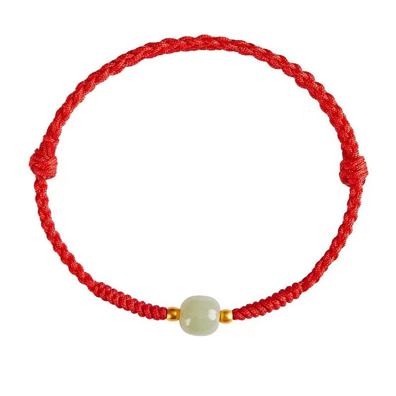 Red String Hetian Jade Stone Bracelet