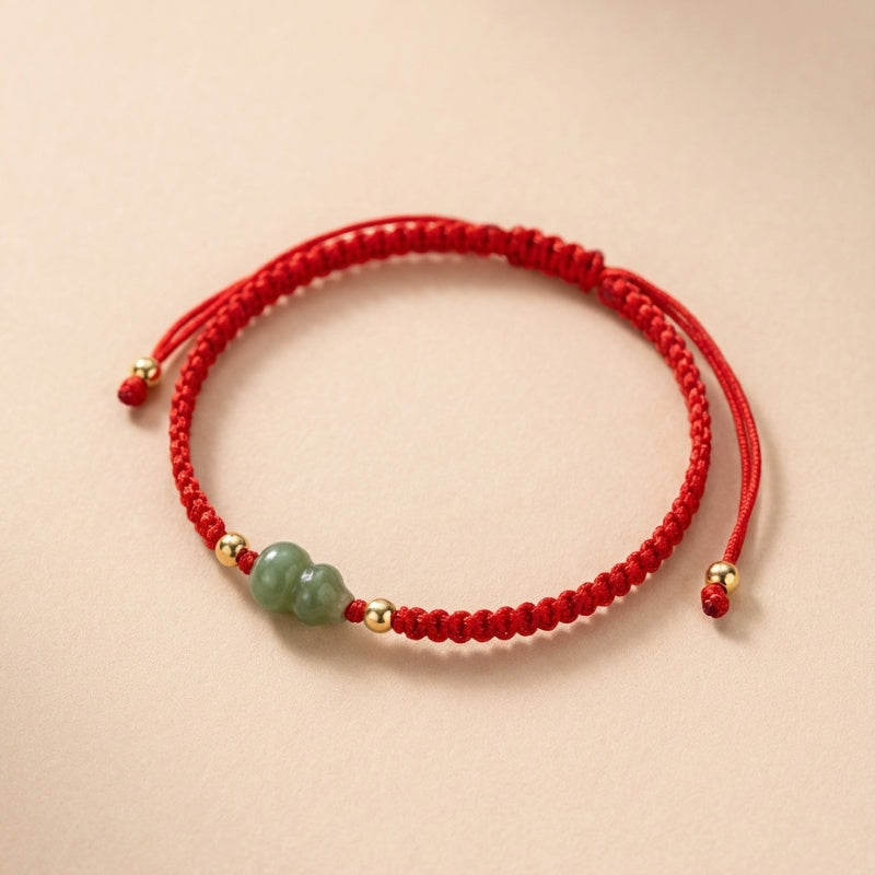 Red String Hetian Jade Wu Lou Bracelet