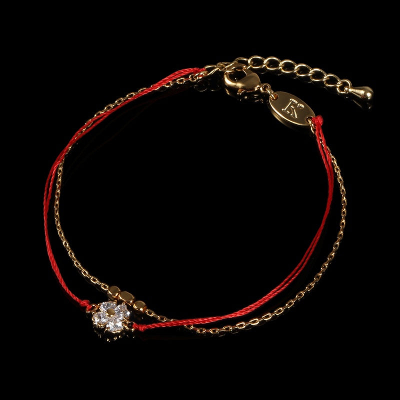 Red String Lucky Clover Bracelet - Buddha & Karma