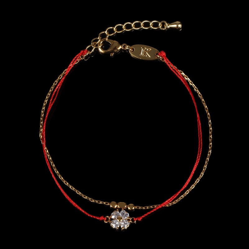 Red String Lucky Clover Bracelet - Buddha & Karma