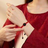 Red String Rainbow Obsidian Bracelet