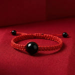 Red String Rainbow Obsidian Bracelet