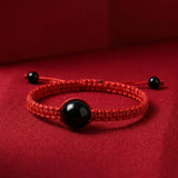 Red String Rainbow Obsidian Bracelet