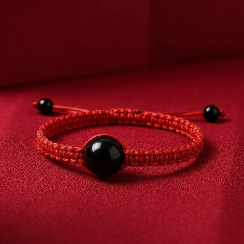 Red String Rainbow Obsidian Bracelet