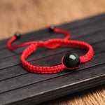 Red String Rainbow Obsidian Bracelet