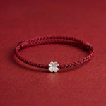 Buddha & Karma Red String S925 Sterling Silver Clover Bracelet