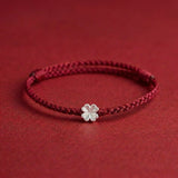 Buddha & Karma Red String S925 Sterling Silver Clover Bracelet