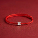 Buddha & Karma Red String S925 Sterling Silver Clover Bracelet