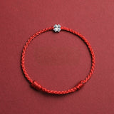 Buddha & Karma Red String S925 Sterling Silver Clover Bracelet