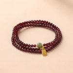Red Garnet Beads Fu Wealth Bracelet - Buddha & Karma