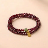 Red Garnet Beads Fu Wealth Bracelet - Buddha & Karma