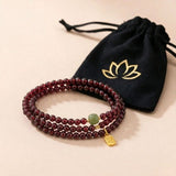 Red Garnet Beads Fu Wealth Bracelet - Buddha & Karma