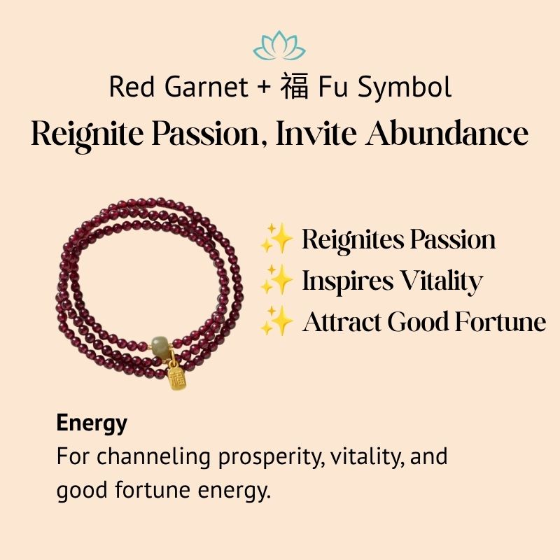 Red Garnet Beads Fu Wealth Bracelet - Buddha & Karma