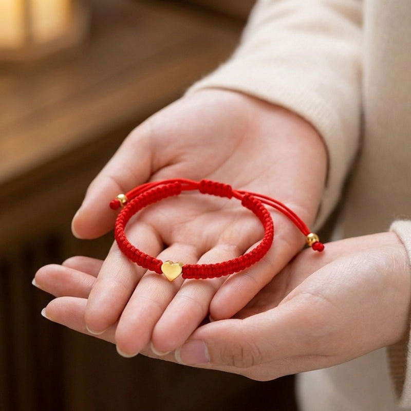 Red String Heart Bracelet