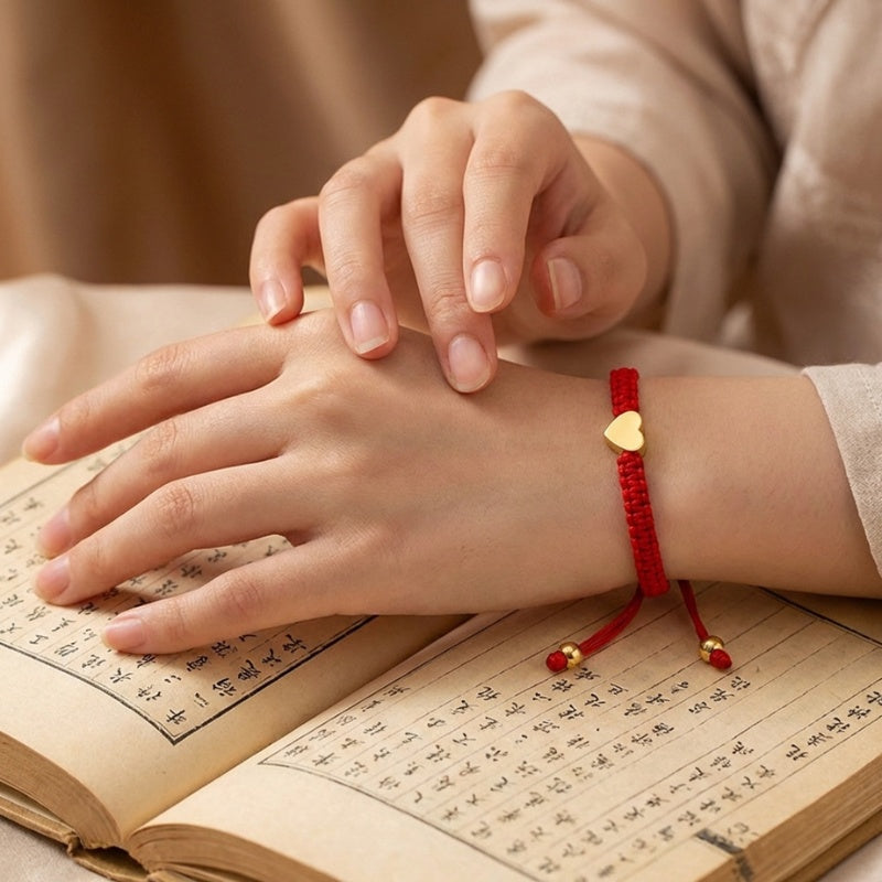 Red String Heart Bracelet